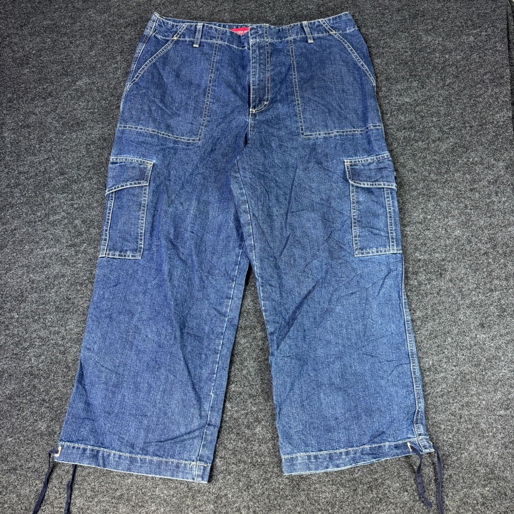 Gloria Vanderbilt Capri Jeans Womens 14 Blue Denim Cotton Cargo Pockets Outdoor